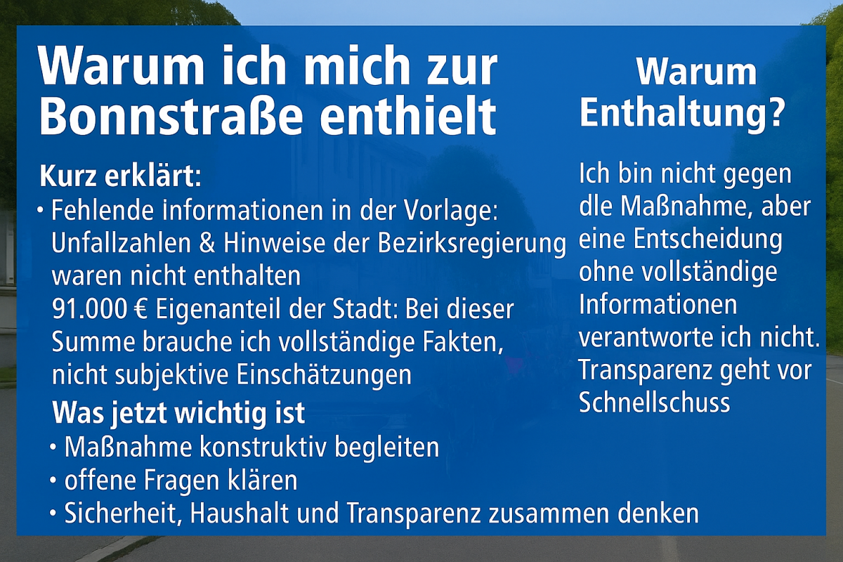 Bonnstraße: Warum ich mir mehr Transparenz gewünscht hätte